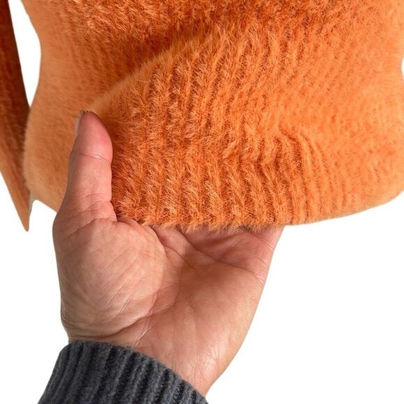 EUC! Mango MNG Orange Fuzzy Cozy Long Sleeve Sweater -Size M (also fits XS/S) - Picture 7 of 11